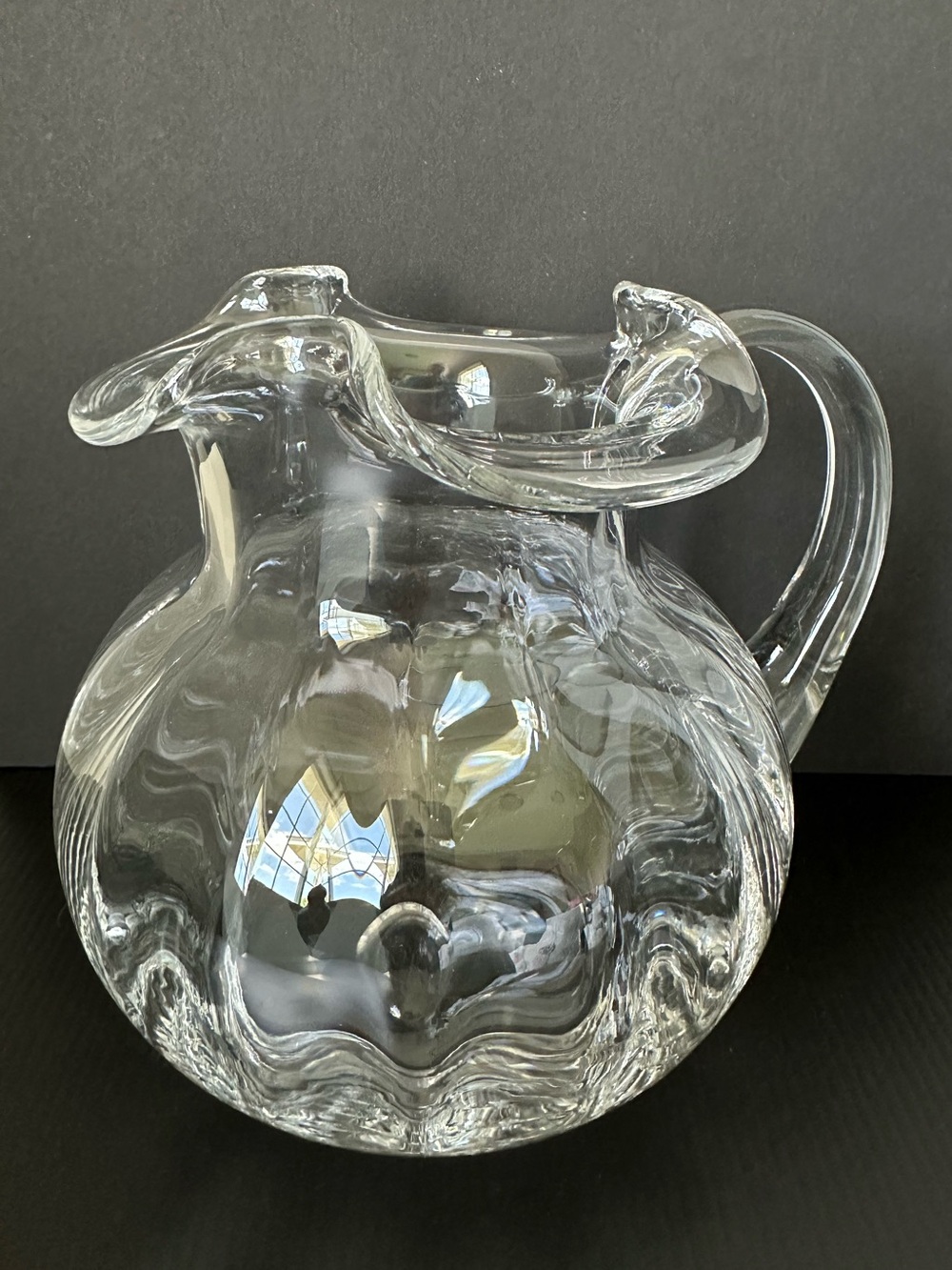 Vintage Tiffany & Co. 48oz Crystal Ruffled Pitcher Devon Optic Ribbed